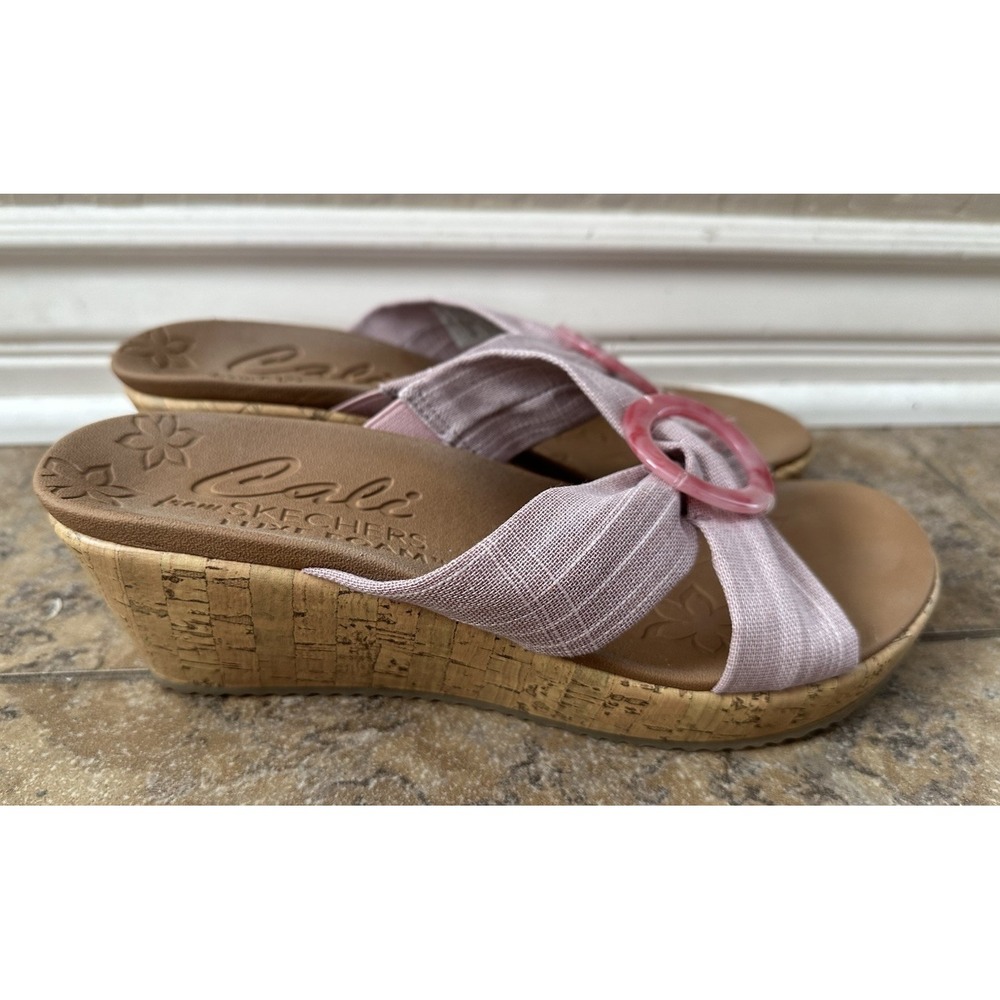 SKECHERS CALI LUX FOAM WOMENS 119327 CORK SLIDE SANDALS SPRING SUMMER SHOES- 9.5 - Picture 1 of 8